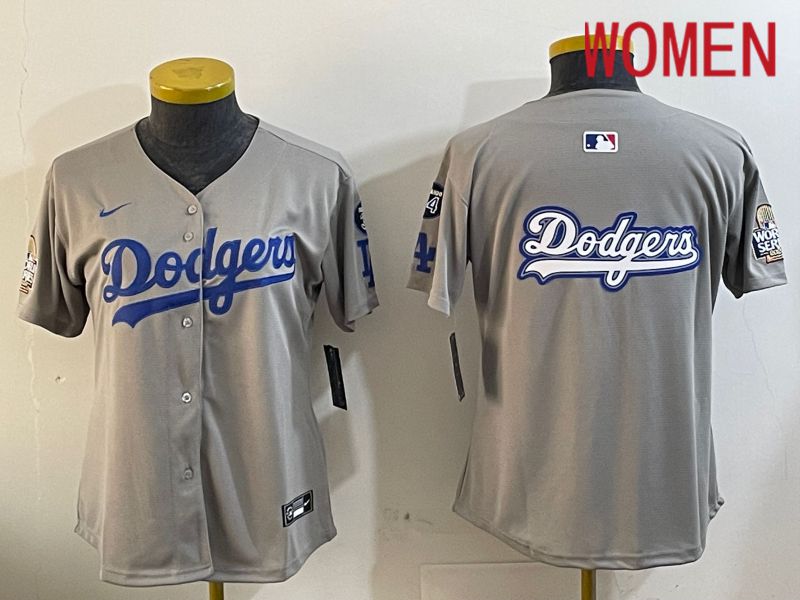 Women Los Angeles Dodgers Blank Grey Game 2024 Nike MLB Jersey style 12055->women mlb jersey->Women Jersey